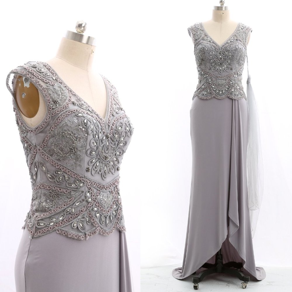 Cap Sleeve Jersey Evening Gown Formal Dress 210813